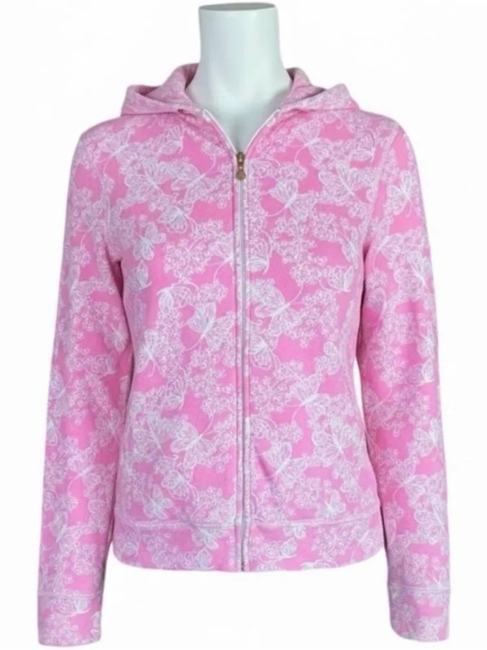 Lilly Pulitzer Pink Butterfly  Zip-Up Hoodie